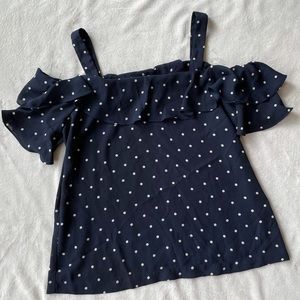 J Crew Polka Dot Cold Shoulder Top